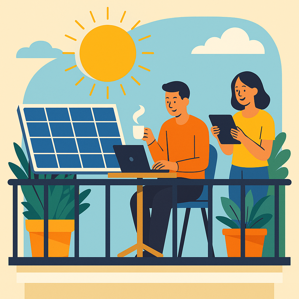 Balkon mit Solarmodulen